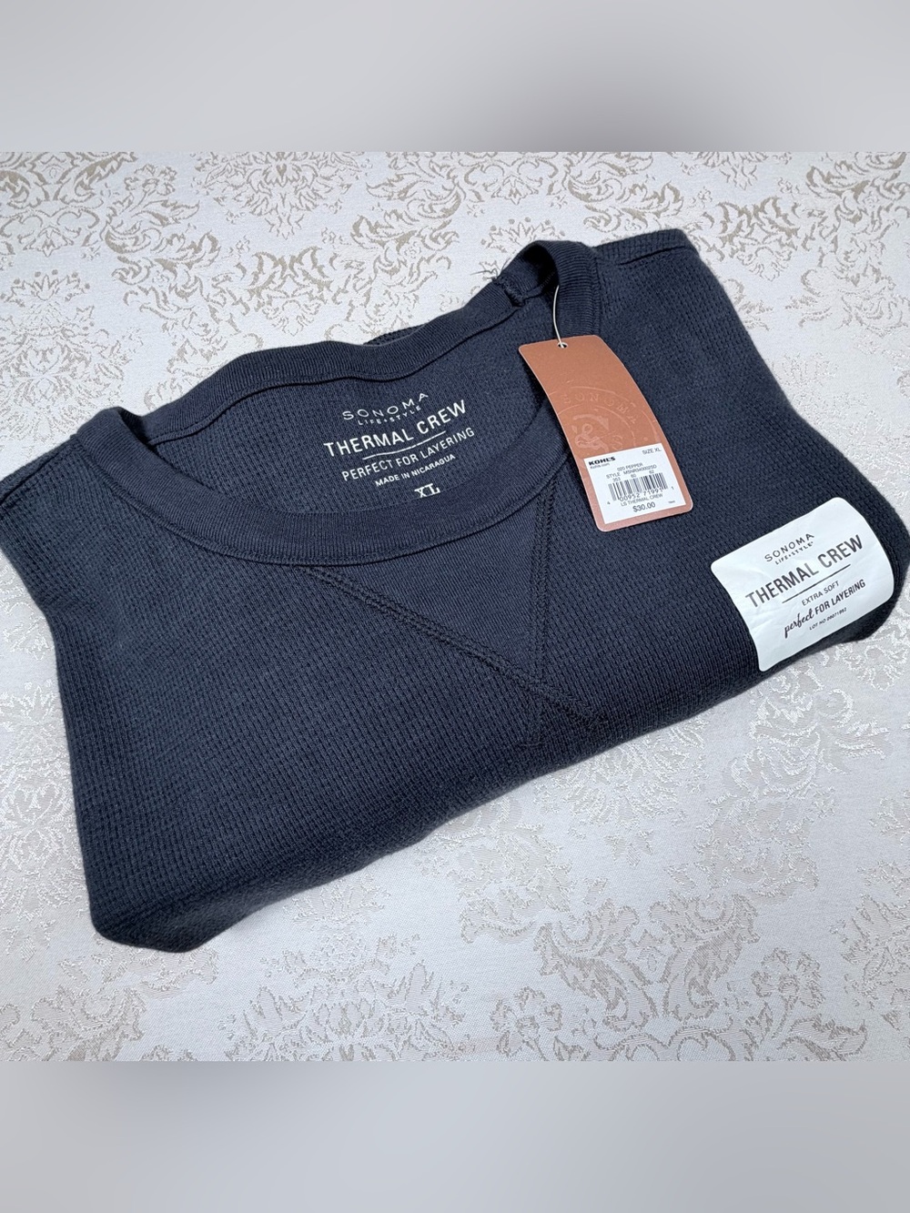 Sonoma NWT Men's Thermal Crew Shirt - Gray - XL